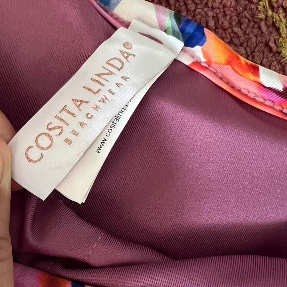 One shoulder photo real floral swimsuit top by Cosita Linda - S - Picture 3 of 5